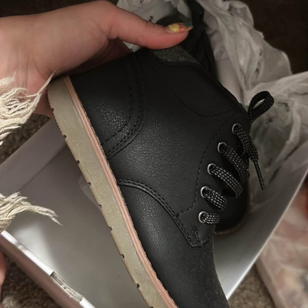 Black Lace-Up Ankle Boots